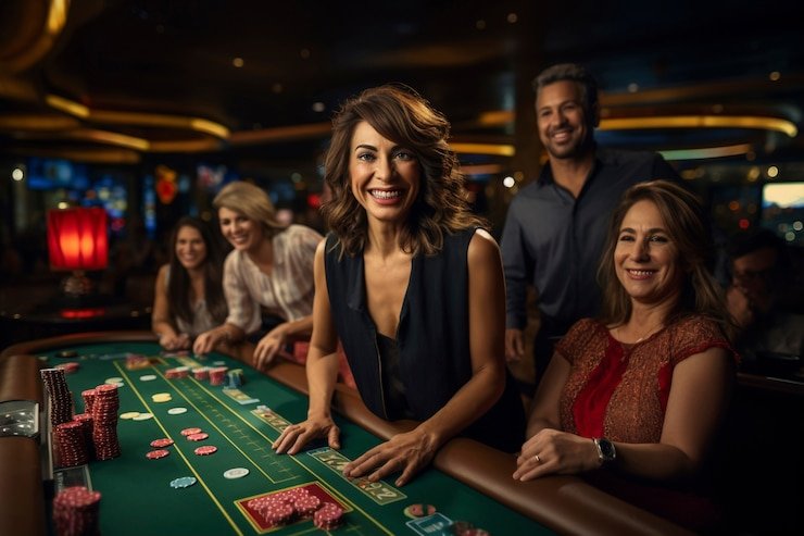 Live dealer studio at totobet hk showing multi-camera angle view of baccarat table with dealer and players
